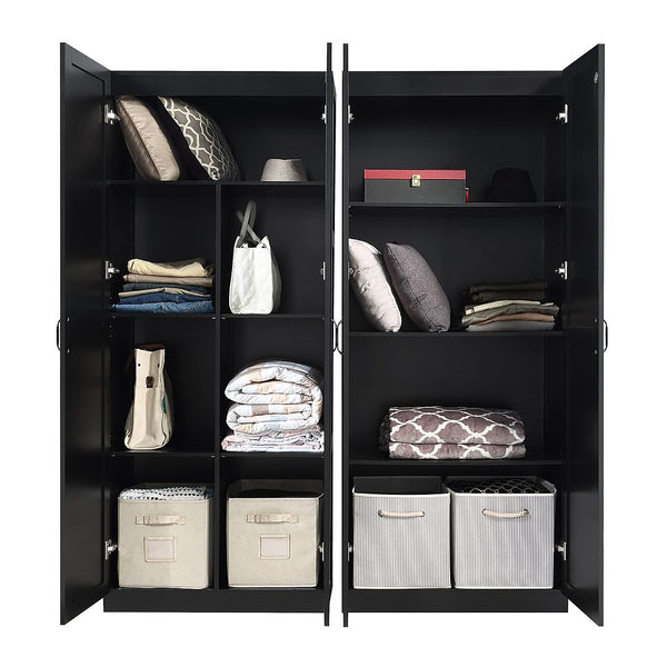 Manhattan Comfort Hopkins Modern Storage Closet - Set of 2 Black 2-23GLF-BK