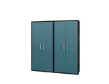 Manhattan Comfort Eiffel Modern Garage Cabinets - Set of 2 Matte Black and Aqua Blue 2-250BMC83