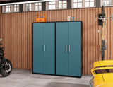 Manhattan Comfort Eiffel Modern Garage Cabinets - Set of 2 Matte Black and Aqua Blue 2-250BMC83