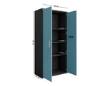 Manhattan Comfort Eiffel Modern Garage Cabinets - Set of 2 Matte Black and Aqua Blue 2-250BMC83