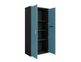 Manhattan Comfort Eiffel Modern Garage Cabinets - Set of 2 Matte Black and Aqua Blue 2-250BMC83