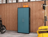 Manhattan Comfort Eiffel Modern Garage Cabinets - Set of 2 Matte Black and Aqua Blue 2-250BMC83