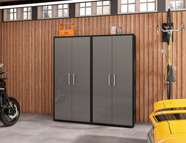 Manhattan Comfort Eiffel Modern Garage Cabinets - Set of 2 Matte Black and Grey 2-250BMC85