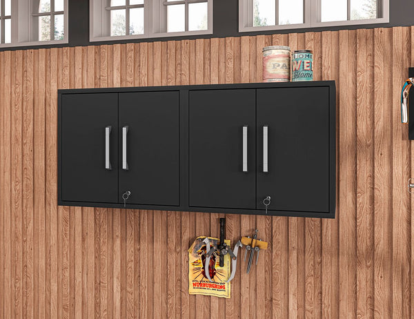 Manhattan Comfort Eiffel Modern Floating Garage Cabinets - Set of 2 Matte Black 2-251BMC8