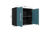 Manhattan Comfort Eiffel Modern Floating Garage Cabinets - Set of 2 Matte Black and Aqua Blue 2-251BMC83