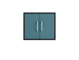 Manhattan Comfort Eiffel Modern Floating Garage Cabinets - Set of 2 Matte Black and Aqua Blue 2-251BMC83