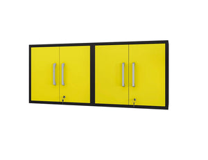 Manhattan Comfort Eiffel Modern Floating Garage Cabinets - Set of 2 Matte Black and Yellow 2-251BMC84