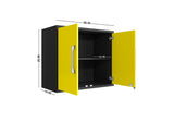 Manhattan Comfort Eiffel Modern Floating Garage Cabinets - Set of 2 Matte Black and Yellow 2-251BMC84