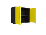 Manhattan Comfort Eiffel Modern Floating Garage Cabinets - Set of 2 Matte Black and Yellow 2-251BMC84