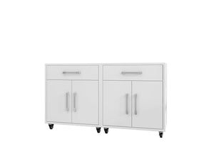 Manhattan Comfort Eiffel Modern Mobile Garage Cabinets - Set of 2 White 2-252BMC6