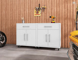 Manhattan Comfort Eiffel Modern Mobile Garage Cabinets - Set of 2 White 2-252BMC6