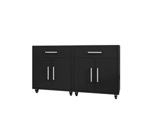 Manhattan Comfort Eiffel Modern Mobile Garage Cabinets - Set of 2 Matte Black 2-252BMC8