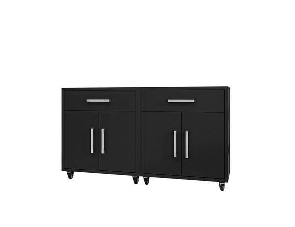 Manhattan Comfort Eiffel Modern Mobile Garage Cabinets - Set of 2 Matte Black 2-252BMC8