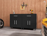 Manhattan Comfort Eiffel Modern Mobile Garage Cabinets - Set of 2 Matte Black 2-252BMC8