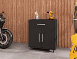 Manhattan Comfort Eiffel Modern Mobile Garage Cabinets - Set of 2 Matte Black 2-252BMC8