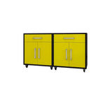 Manhattan Comfort Eiffel Modern Mobile Garage Cabinets - Set of 2 Matte Black and Yellow 2-252BMC84