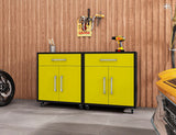 Manhattan Comfort Eiffel Modern Mobile Garage Cabinets - Set of 2 Matte Black and Yellow 2-252BMC84