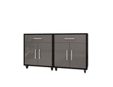 Manhattan Comfort Eiffel Modern Mobile Garage Cabinets - Set of 2 Matte Black and Grey 2-252BMC85