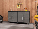 Manhattan Comfort Eiffel Modern Mobile Garage Cabinets - Set of 2 Matte Black and Grey 2-252BMC85