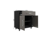 Manhattan Comfort Eiffel Modern Mobile Garage Cabinets - Set of 2 Matte Black and Grey 2-252BMC85