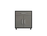 Manhattan Comfort Eiffel Modern Mobile Garage Cabinets - Set of 2 Matte Black and Grey 2-252BMC85