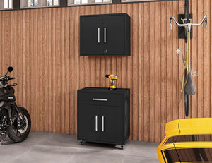 Manhattan Comfort Eiffel Modern Garage Set of 2 Matte Black 2-256BMC8