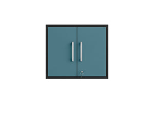 Manhattan Comfort Eiffel Modern Garage Set of 2 Matte Black and Aqua Blue 2-256BMC83