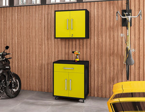 Manhattan Comfort Eiffel Modern Garage Set of 2 Matte Black and Yellow 2-256BMC84