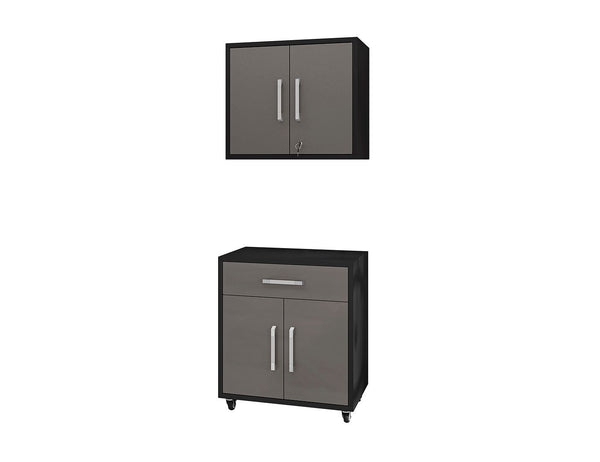 Manhattan Comfort Eiffel Modern Garage Set of 2 Matte Black and Grey 2-256BMC85
