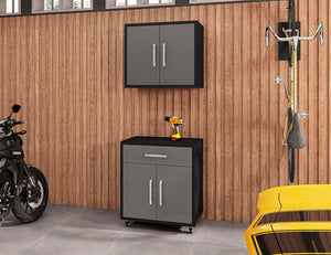 Manhattan Comfort Eiffel Modern Garage Set of 2 Matte Black and Grey 2-256BMC85