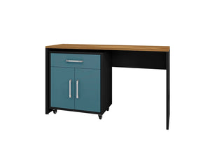 Manhattan Comfort Eiffel Modern Garage Work Station - Set of 2 Matte Black and Aqua Blue 2-259BMC83