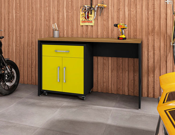 Manhattan Comfort Eiffel Modern Garage Work Station - Set of 2 Matte Black and Yellow 2-259BMC84