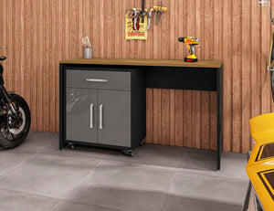 Manhattan Comfort Eiffel Modern Garage Work Station - Set of 2 Matte Black and Grey 2-259BMC85