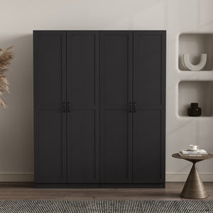 Manhattan Comfort Cornelia Modern Storage Closet With 14 Adjustable Shelves - Effortless Elegance For Any Space Black Mdf 2-2bc-bk