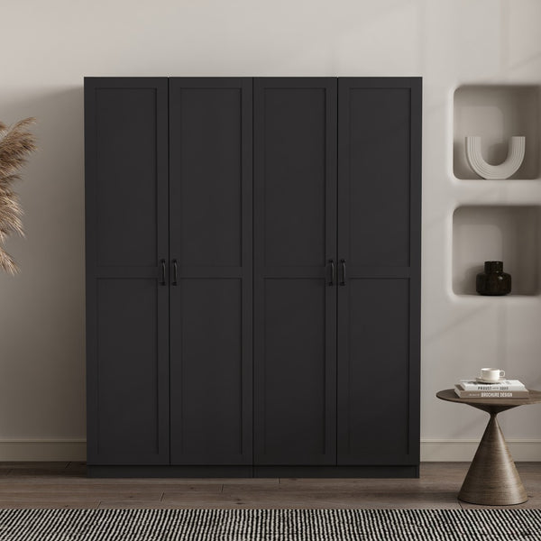 Manhattan Comfort Cornelia Modern Storage Closet With 14 Adjustable Shelves - Effortless Elegance For Any Space Black Mdf 2-2bc-bk