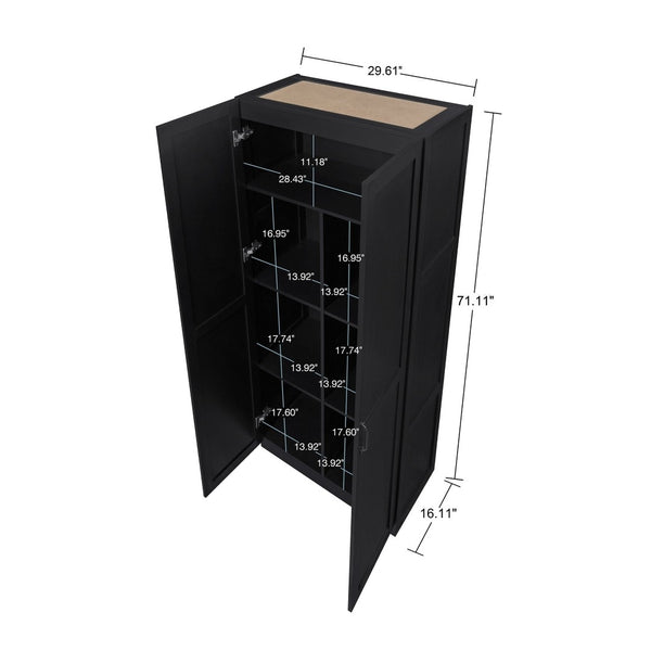 Manhattan Comfort Cornelia Modern Storage Closet With 14 Adjustable Shelves - Effortless Elegance For Any Space Black Mdf 2-2bc-bk