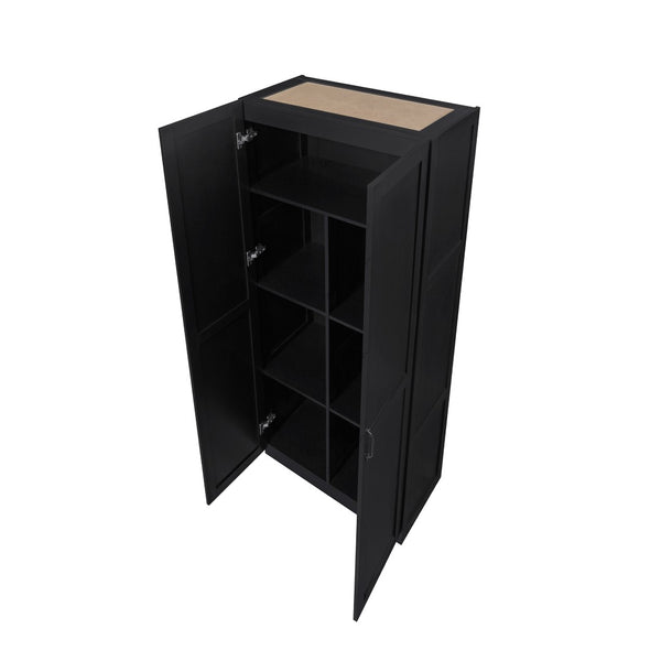 Manhattan Comfort Cornelia Modern Storage Closet With 14 Adjustable Shelves - Effortless Elegance For Any Space Black Mdf 2-2bc-bk