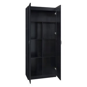 Manhattan Comfort Cornelia Modern Storage Closet With 14 Adjustable Shelves - Effortless Elegance For Any Space Black Mdf 2-2bc-bk
