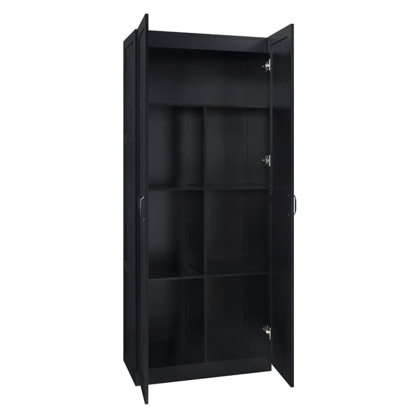 Manhattan Comfort Cornelia Modern Storage Closet With 14 Adjustable Shelves - Effortless Elegance For Any Space Black Mdf 2-2bc-bk