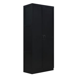 Manhattan Comfort Cornelia Modern Storage Closet With 14 Adjustable Shelves - Effortless Elegance For Any Space Black Mdf 2-2bc-bk