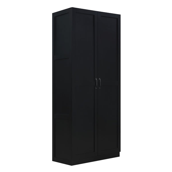 Manhattan Comfort Cornelia Modern Storage Closet With 14 Adjustable Shelves - Effortless Elegance For Any Space Black Mdf 2-2bc-bk
