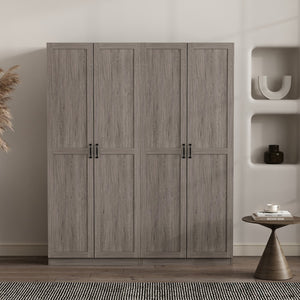 Manhattan Comfort Cornelia Modern Storage Closet With 14 Adjustable Shelves - Effortless Elegance For Any Space Weathered Grey Mdf 2-2bc-gy