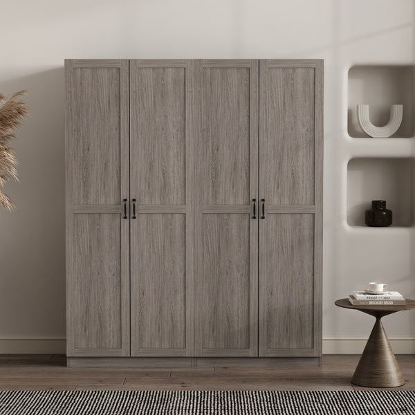 Manhattan Comfort Cornelia Modern Storage Closet With 14 Adjustable Shelves - Effortless Elegance For Any Space Weathered Grey Mdf 2-2bc-gy