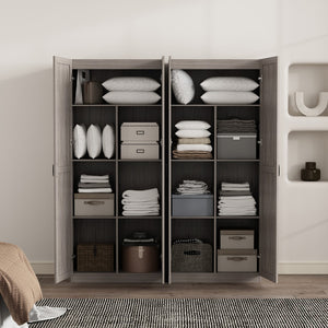 Manhattan Comfort Cornelia Modern Storage Closet With 14 Adjustable Shelves - Effortless Elegance For Any Space Weathered Grey Mdf 2-2bc-gy
