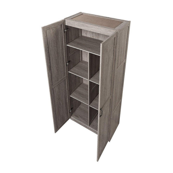 Manhattan Comfort Cornelia Modern Storage Closet With 14 Adjustable Shelves - Effortless Elegance For Any Space Weathered Grey Mdf 2-2bc-gy