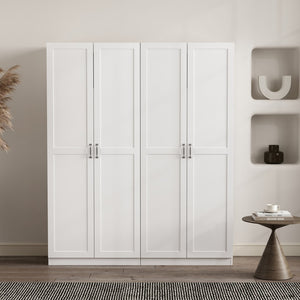 Manhattan Comfort Cornelia Modern Storage Closet With 14 Adjustable Shelves - Effortless Elegance For Any Space White Mdf 2-2bc-wh