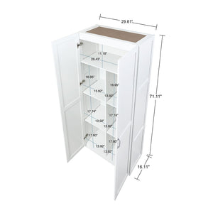 Manhattan Comfort Cornelia Modern Storage Closet With 14 Adjustable Shelves - Effortless Elegance For Any Space White Mdf 2-2bc-wh