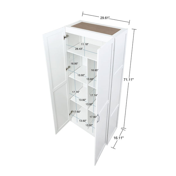 Manhattan Comfort Cornelia Modern Storage Closet With 14 Adjustable Shelves - Effortless Elegance For Any Space White Mdf 2-2bc-wh