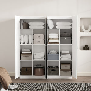 Manhattan Comfort Cornelia Modern Storage Closet With 14 Adjustable Shelves - Effortless Elegance For Any Space White Mdf 2-2bc-wh