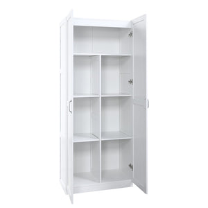 Manhattan Comfort Cornelia Modern Storage Closet With 14 Adjustable Shelves - Effortless Elegance For Any Space White Mdf 2-2bc-wh